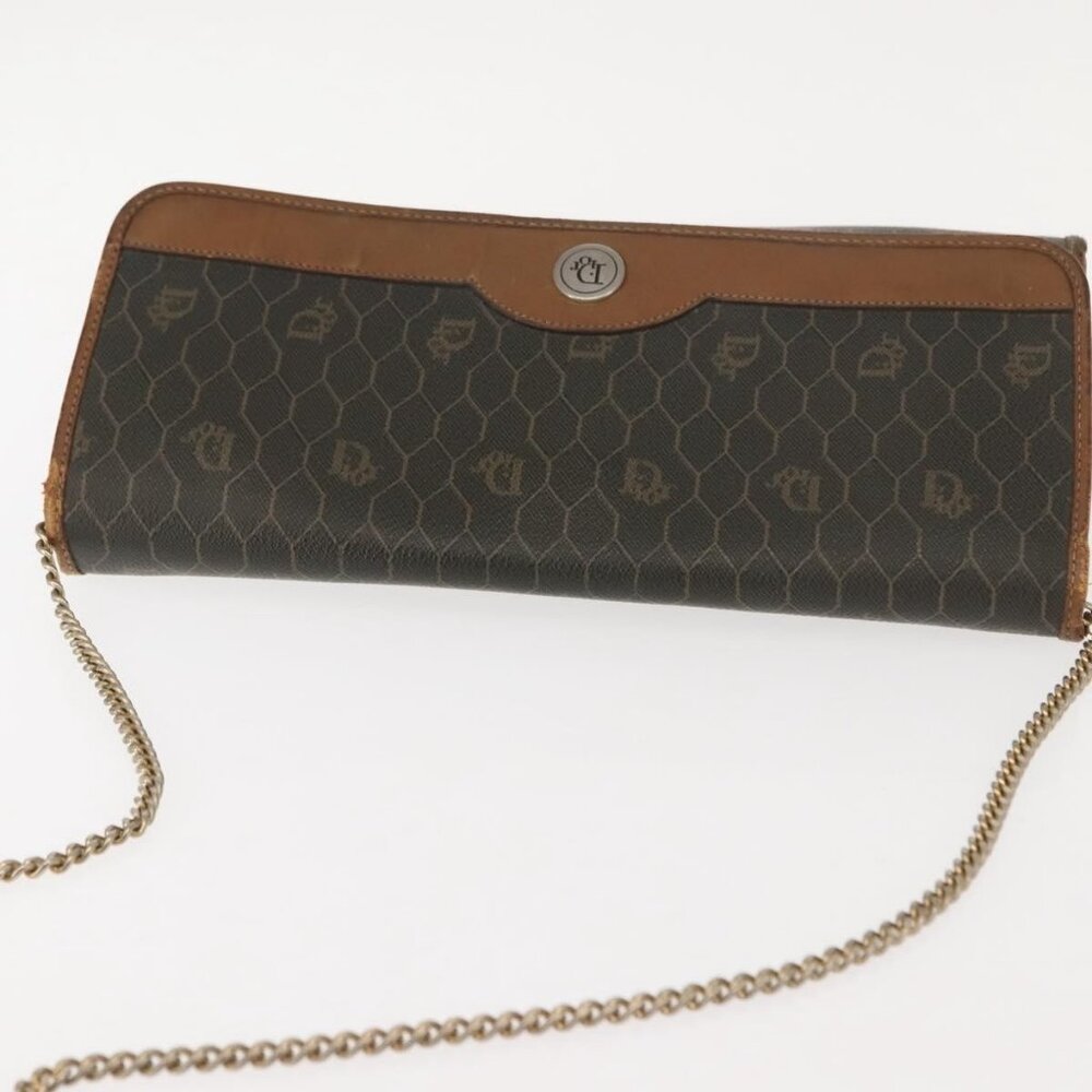 Authentic Christian Dior Honeycomb Canvas Shoulder Bag PVC Khaki Gold - Picture 13 of 16